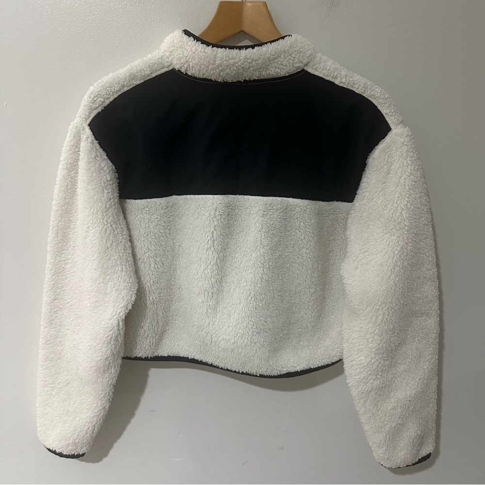Nike Fleece Quarter Zip Cropped Pullover White Athleisure Women M - Picture 3 of 8